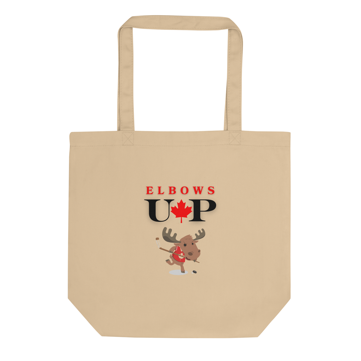 Organic Elbows Up Hockey Moose Tote Bag