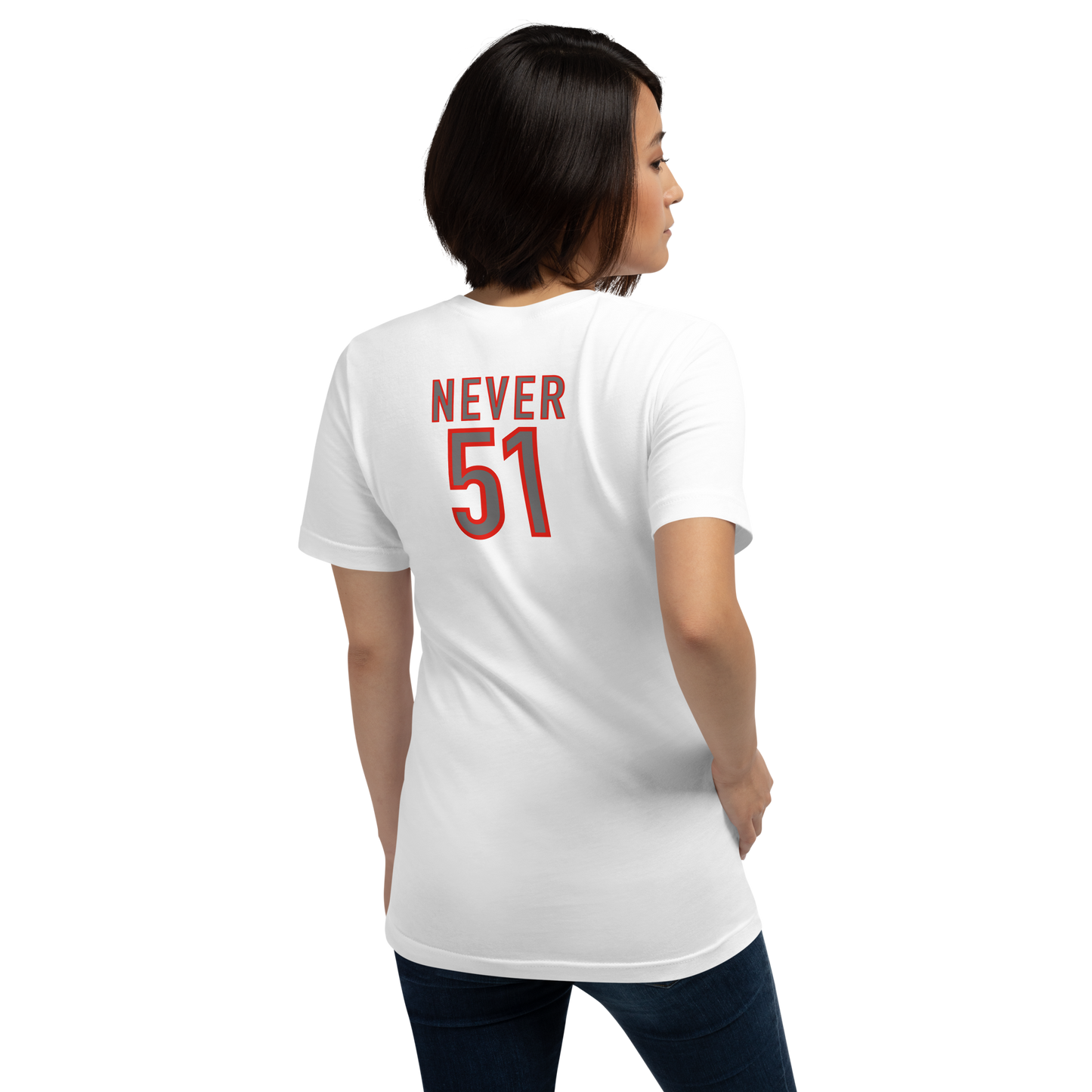 Unisex Snug Cut Elbows Up/ Never 51 t-shirt