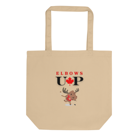 Organic Elbows Up Hockey Moose Tote Bag