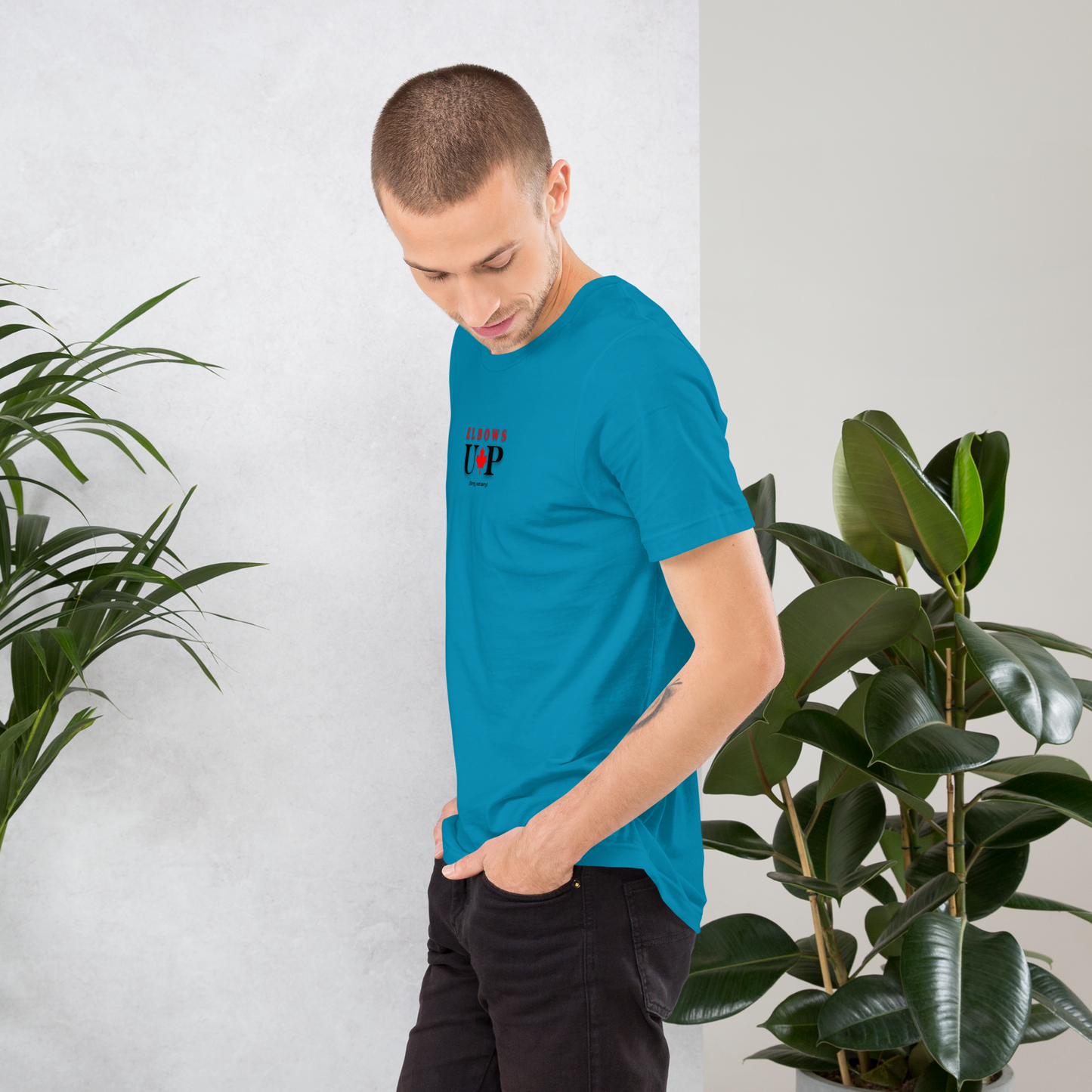 Unisex Snug Cut Elbows Up (Sorry, not sorry) t-shirt