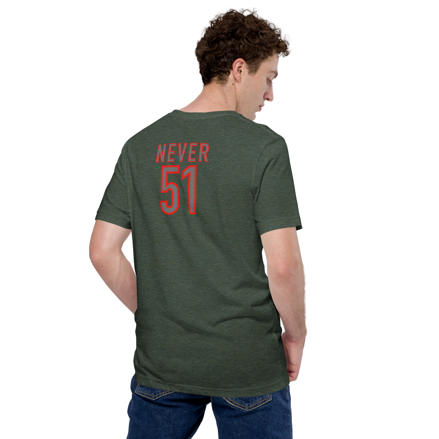 Unisex Snug Cut Elbows Up/ Never 51 t-shirt